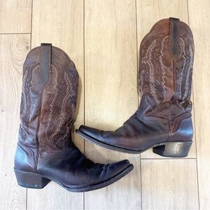 J.B Dillion western leather mid calf cowboy boot